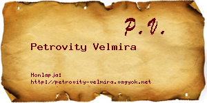 Petrovity Velmira névjegykártya